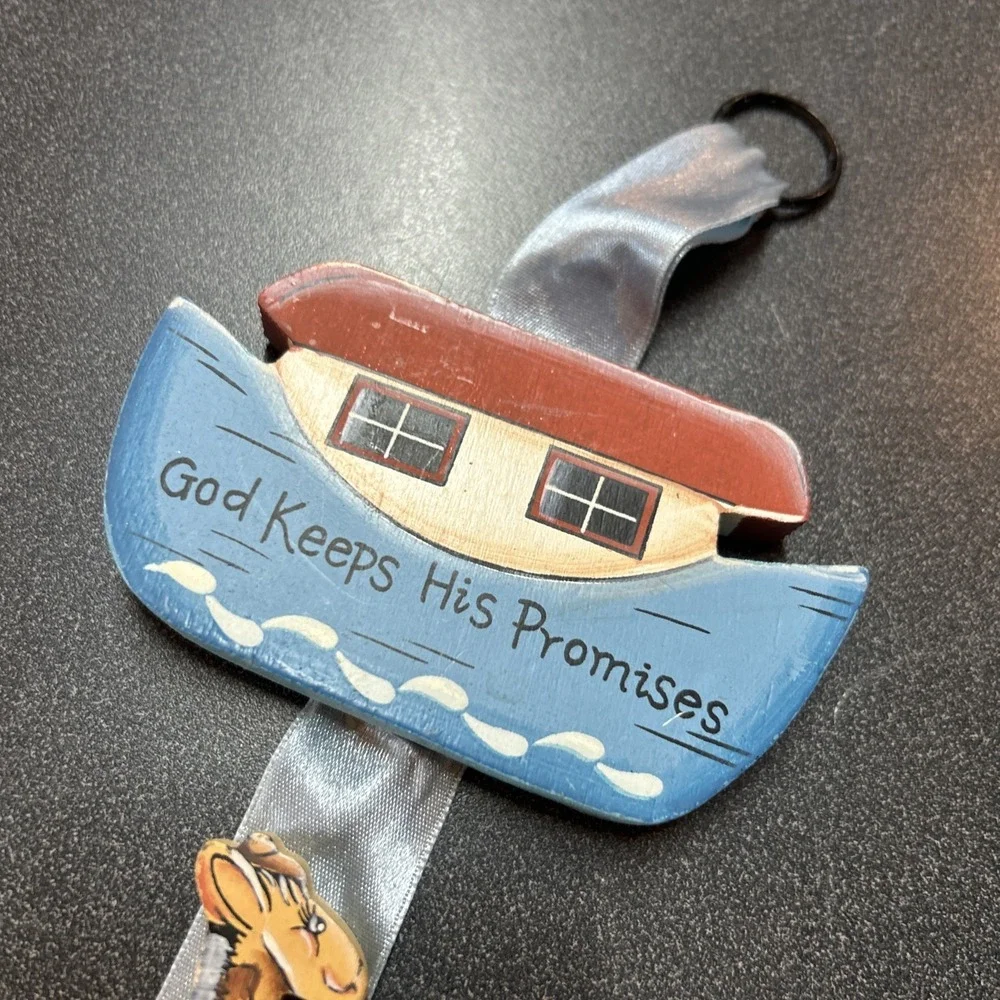 VTG Noah's‎ Ark Hand Painted Carved Wooden Primitive Garland Wall Decor Swag